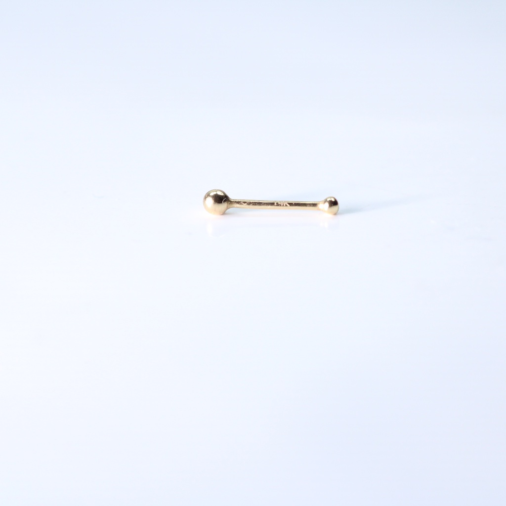 14kt Gold Nose Ball Piercing With Tiny 14k Gold Mark New